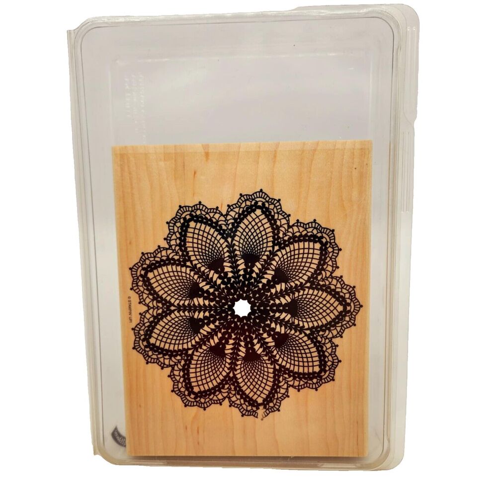Stampin Up Hello Doily Large Mounted Wood Stamp Background Cardmaking